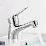 Ibergrif M11050, Mitigeur Lavabo Bec Bas, Robinet Lavabo Salle de Bain Complet avec Outils et Accessoires D'installation, Robinet Lave-Mains pour Évier, Corps en Laiton, Finition Chrome, Argent