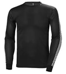 Helly Hansen Mens Lifa Stripe HH Crew Base Layer Top, XL, Black