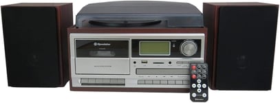 Hif-8892Ebt Mini Cha?ne Hi-Fi Avec Platine Vinyle Vintage 3 Vitesses 33/45/78, Radio Fm, Lecteur Cd-Mp3, Cassette, Bluetooth, Usb Fonction D'Enregistrement/Carte Sd, T?l?commande, Bois