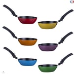 RoDzj Mini Wok Party Set 6 Pièces Ø12cm Revêtement Antiadhésif Small Wok avec Is