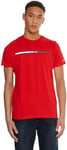 Tommy Jeans Men Short-Sleeve T-Shirt Essential Flag Tee Crew Neck, Red (Deep Crimson), L