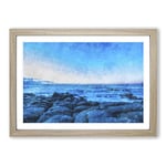 Big Box Art Sea View at Dawn Painting Framed Wall Art Picture Print Ready to Hang, Oak A2 (62 x 45 cm)