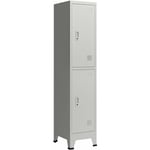 Casier de bureau armoire meuble de rangement pour bureau atelier chambre acier métallique avec 2 portes acier laqué 180 x 38 x 45 cm gris