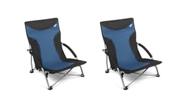 2 x Kampa Sandy Low Folding Beach Chair Midnight Blue