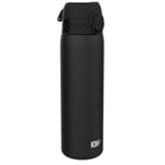 Ion8 Gourde Inox, 600ml, Anti-Fuite, Facile à Ouvrir, Verrouillage Sécurisé, Lavable au Lave-Vaisselle, Poignée de Transport, Durable et Résistant aux Rayures, Acier Inoxydable, Noir