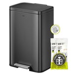 EKO Kitchen Trash can, Stainless Steel, Black, 50L-Matte