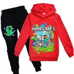 Barn Minecraft träningsoverall set med printed huvbyxor casual Red . Red 110cm