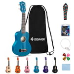 Donner Ukulélé pour Débutant Soprano Ukulélé Kit 21 pouces Adulte avec Sac Sangle Tuner, Online Leçon, Couleur Bleu