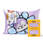 BT21 x Kitsch Satin Pillowcase with Zipper Closure, Softer Than Mulberry Silk Pillow Cases Standard Size 1 Pack, Smooth Cooling Pillow Covers Queen for Hair, Skin Health & Beauty Sleep 19x26 in, Mang