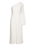 Long Midi Length 1-Shoulder Dress Knälång Klänning White IVY OAK