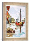 'Image encadrée de English School "Robinson Crusoe Rescuing A Dog from a Spanish Shipwreck, illustration from' The Story of Robinson Crusoe : à adaptation for Chil, d'art dans le cadre de haute qualité Photos fait main, 30 x 40 cm, argent Raya