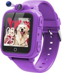 Awatty Kids Smart Watch for Boys Girls, Birthday Gift for 5-12 Year Olds Children, Electronic Learning Toys with 14 Puzzle Games, Purple Digital Watch with 90° Rotating Camera and MP3 Music Player