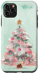 iPhone 11 Pro Max Aesthetic Pink Christmas Tree Watercolor Holiday Xmas Mint Case