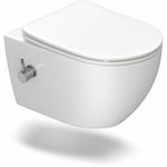 Wc douche avec buse intégrée, wc suspendu avec fonction bidet, wc Taharet avec siège à abaissement automatique, 53×36×35 cm