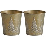 Cache pot en métal doré noel 13 cm (Lot de 2)