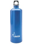 LAKEN Futura Water Bottle with Narrow Mouth, Single Wall Lightweight Aluminum BPA Free, Leak-Proof Screw Cap, 1 Litre, Blue