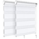 VOUNOT Lot de 2 Store Enrouleur Jour Nuit Tissu Double avec ou sans Perçage 80x150cm Protection de Votre Vie Privée Rideau pour Fenêtres et Portes Store Chambre Facile à Installer avec Clips Blanc