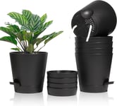 6 Pcs Pots De Fleurs En Plastique Noir 15 Cm D'auto-Arrosant, Pot De Fleur De Syst¿¿Me D'arrosage Convient Aux Jardins De Balcon Int¿¿Rieurs Et Ext¿¿Rieurs