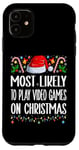 Coque pour iPhone 11 Les plus susceptibles de jouer à des jeux vidéo sur des pyjamas amusants de Noël