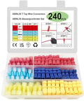 ABINLIN T Tap Wire Connectors 240 Pcs - Quick Wire Splice Connectors, Electric T-Tap Cable Connector, Quick Disconnect Wire Taps