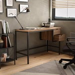 Office Hippo Walnut Desk with Drawers, Office Desk with Storage, Home Office Desk with Drawers, Desks for Bedrooms, 120 x 48 x 77 cm