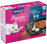 VITAKRAFT - Nourriture Chat « Poésie » - Alimentation Humide Complète pour Chat - À Base de Poisson en Sauce (Cabillaud, Colin) - 6 Sachets de 85 g (Lot de 6)