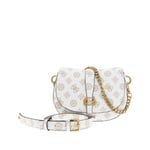 Mini sac à bandoulière FEMME Guess blanc imprimé monogrammes beige