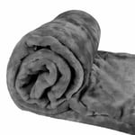 Medium Warm Fleece Throw Blanket Soft Luxury 240cm GREY Over Bed Sofa