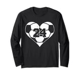 Soccer Number 24 Jersey Funny Soccer Heart Game Day Long Sleeve T-Shirt