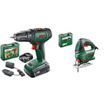 Bosch perceuse-visseuse sans fil UniversalDrill 18V (2 batteries, système 18 V) & Scie Sauteuse Filaire - PST 650 (500 W, Livrée avec Coffret de Rangement et 1 Lame pour Bois T144D)