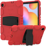 Coque Robuste pour Samsung Galaxy Tab S6 Lite, 2020 (SM-P610/P615), Protection intégrale Contre Les Chutes pour Enfants et étudiants, Rouge