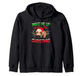 Sloth Xmas Lights Wake Me Up When It's Christmas Sloth Zip Hoodie