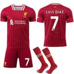 2024-2025 Liverpool Hemma Barn & Vuxen Fotbollströja med Sockor Nr. 7 LUIS DIAZ L No.7 LUIS DIAZ