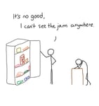 Funny Jam Lost in the Fridge Birthday Card – Stick Figure Modern Life Card