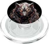 Cyborg Loup Mecha Style Cyberpunk PopSockets PopGrip pour MagSafe