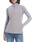 33,000ft Women's Fleece Gilets Lightweight Warm Ladies Vest Outerwear, Sleeveless Spring Jacket with Zip Up Pockets Stone Gray M/UK 12