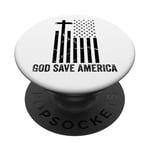 God Save America Sign,God American Flag Jesus Save America PopSockets Adhesive PopGrip