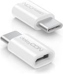 2 Pièces Adaptateurs Usb-C - Prise Micro Usb Vers Fiche Usb C - Pour Charger Et Synchroniser Pour Apple Samsung Google Huawei Xiaomi Smartphone Tablette Ordinateur Portable - Blanc[Sma072828]