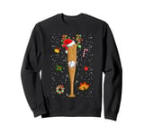 Funny Baseball Bat Reindeer Santa Hat Christmas Lights Xmas Sweatshirt