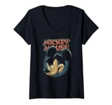 Disney Mickey Classic Mickey Vintage Mean Face T-Shirt avec Col en V