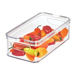 iDesign Boîte de Rangement pour Placard de Cuisine ou Frigidaire, Rangement Frigo en Plastique avec Couvercle, Boîte Alimentaire Empilable pour Fruits, Fromage, etc., Transparent