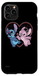 Coque pour iPhone 11 Pro Disney Lilo et Stitch Angel Heart Kisses