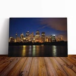 Big Box Art Canvas Print Wall Art Sydney Australia Skyline at Night | Mounted & Stretched Box Frame Picture | Home Decor for Kitchen, Living Room, Bedroom, Hallway, Multi-Colour, 30x20 Inch