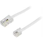 Deltaco Modularkabel RJ45 (8P4C) till RJ11 (6P4C) 1m - Vit