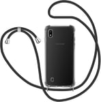 Collier Pour Samsung Galaxy A10 Coque, Étui Pour Téléphone Avec Cordon Transparente Tpu Bumper Lanyard Case Tour De Cou Chaîne Cordon Lanière Housse Etui Pour Samsung Galaxy A10 - Noir