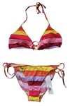 LACOSTE Bikini Swimsuit 2 Piece Halter Neck Size M Striped New With Pouch