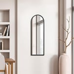 MirrorOutlet Grand Miroir Mural Moderne en métal arqué Noir 120 x 40 cm – Convient pour Chambre à Coucher, Salon, Dressing et espaces de Vie.