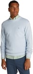 Tommy Hilfiger Men’s Chunky Cotton Crew Neck Knitted Jumper, Blue (Breezy Blue Mouline), XL