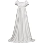 e Dress Regency Victorian Tea Party Gown Jane Austen Inspired Dress för kvinnor Vit Stor-X-Large