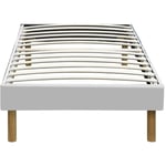 King Of Dreams - mina - Solide et Confortable Sommier Tapissier Blanc + Pieds en 20 cm pour matelas en 120x190 - 2 x 13 Lattes - Montage Rapide et